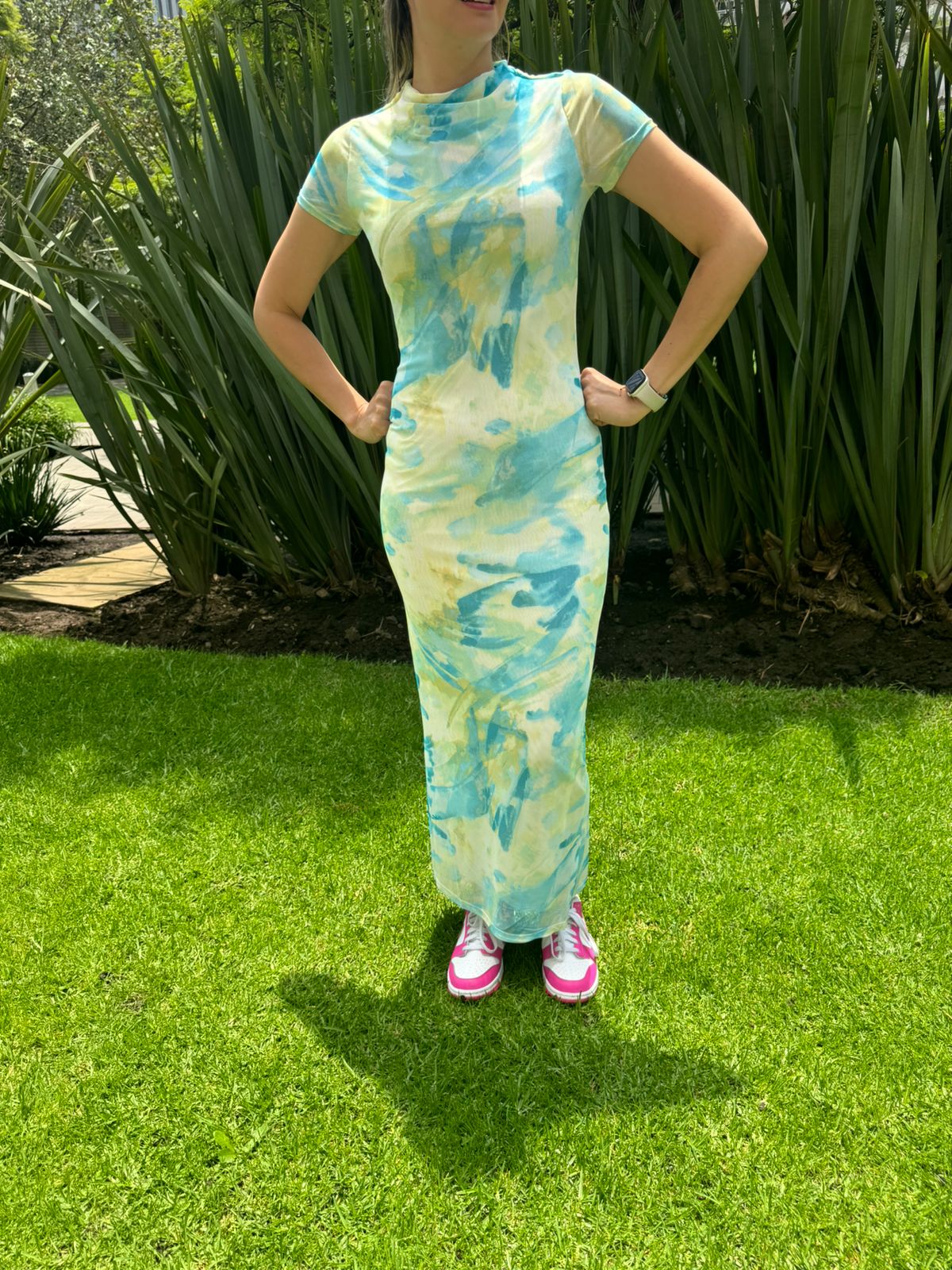 Vestido de malla estampado